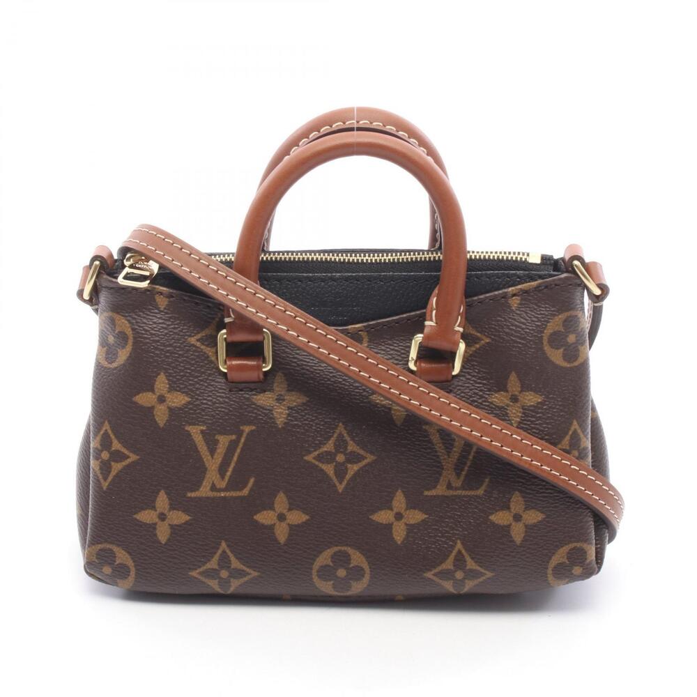 Louis Vuitton Pallas Shoulder Bag Canvas Leather Monogram Brown Black